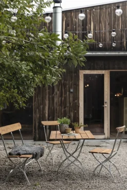 Grythyttan Stålmöbler Table For Outdoor Use*Bryggeri table, Teak-hot-dip galvanized stand Brown