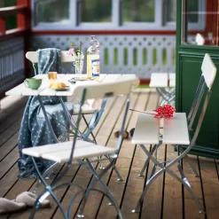 Grythyttan Stålmöbler Table For Outdoor Use*Bryggeri table, lacquer oak-hot-dip galvanized White