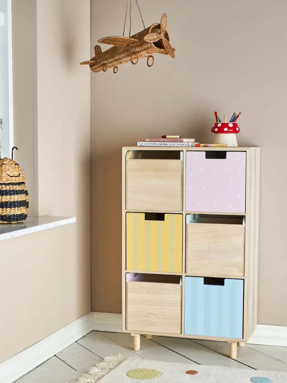 Bloomingville Shelves & Shelving Systems*Calle bookshelf 6-drawers 55x88.5 cm, Nature White