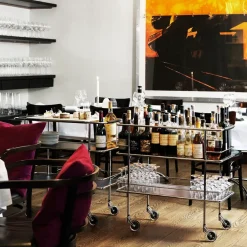Lammhults Serving Trolleys*Cargo serveringsvagn, Frosted glass-chrome Transparent