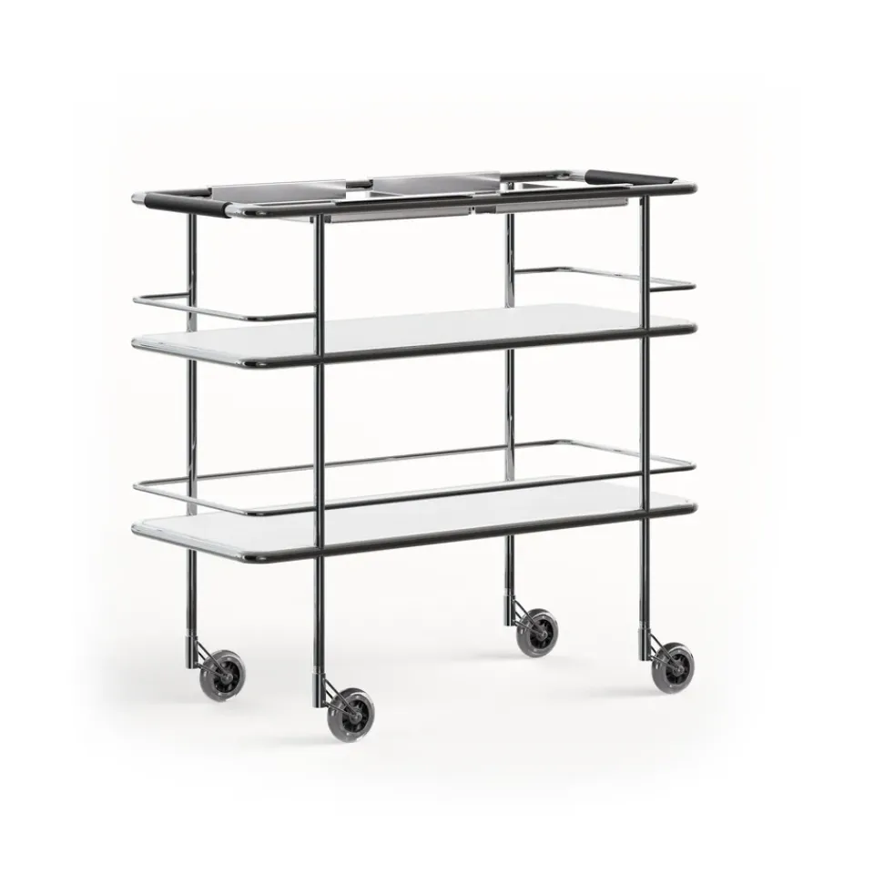 Lammhults Serving Trolleys*Cargo Support serving trolley, White laminate-chrome WhiteSilver-coloured