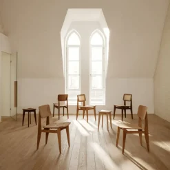 GUBI Chairs*C-Chair chair, American walnut, natural braided seat and back Brown