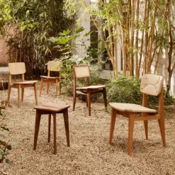 GUBI Chairs*C-Chair chair, American walnut, natural braided seat and back Brown