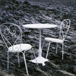 Byarums bruk Balcony Furniture|Table For Outdoor Use*Classic coffee table, Marble , black stand White