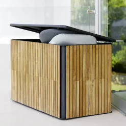 Cane-line Garden Details & Accessories*Combine cushion box, Teak, lava grey, small Brown