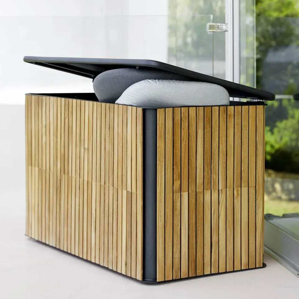 Cane-line Garden Details & Accessories*Combine cushion box, Teak, lava grey, large Brown