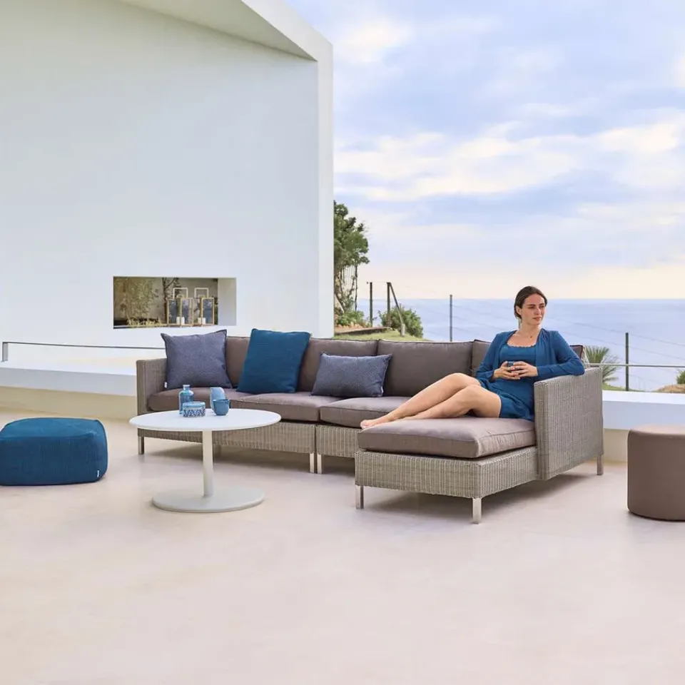 Cane-line Outdoor Lounge Furniture*Connect armchair weave, Taupe, cushion set Natté white Beige