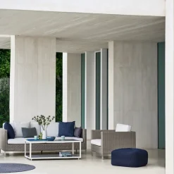 Cane-line Outdoor Lounge Furniture|Garden Sofas & Garden Benches*Connect sofa 3-seater, Taupe, cushion set Natté white Brown