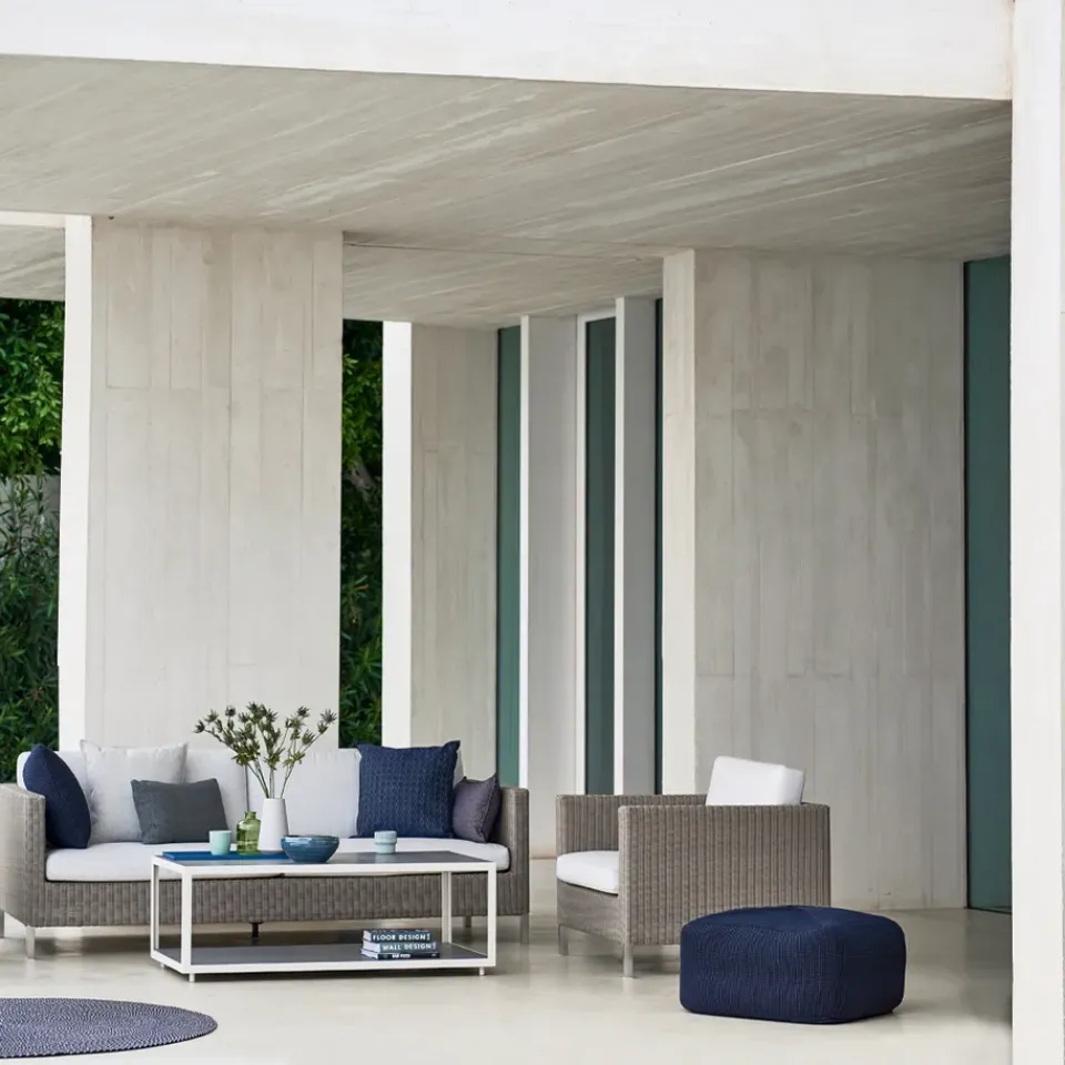 Cane-line Outdoor Lounge Furniture|Garden Sofas & Garden Benches*Connect sofa 3-seater, Taupe, cushion set Natté white Brown