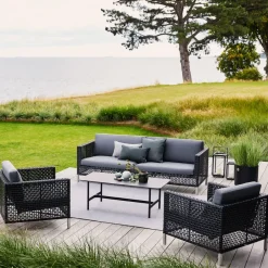 Cane-line Outdoor Lounge Furniture|Garden Sofas & Garden Benches*Connect sofa 3-seater, Taupe, cushion set Natté white Brown