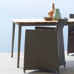 Cane-line Table For Outdoor Use*Core dining table teak 160x100x74 cm, Lava grey stand Brown