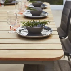 Cane-line Table For Outdoor Use*Core dining table teak 160x100x74 cm, Lava grey stand Brown