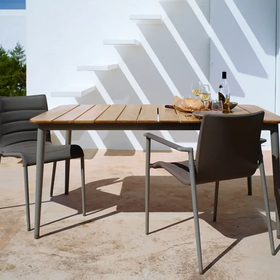 Cane-line Table For Outdoor Use*Core dining table teak 274x100x74 cm, Taupe tripod Brown