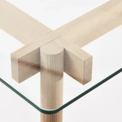 A2 Dining Tables*Corners dining table, Oak white oil.glass Beige