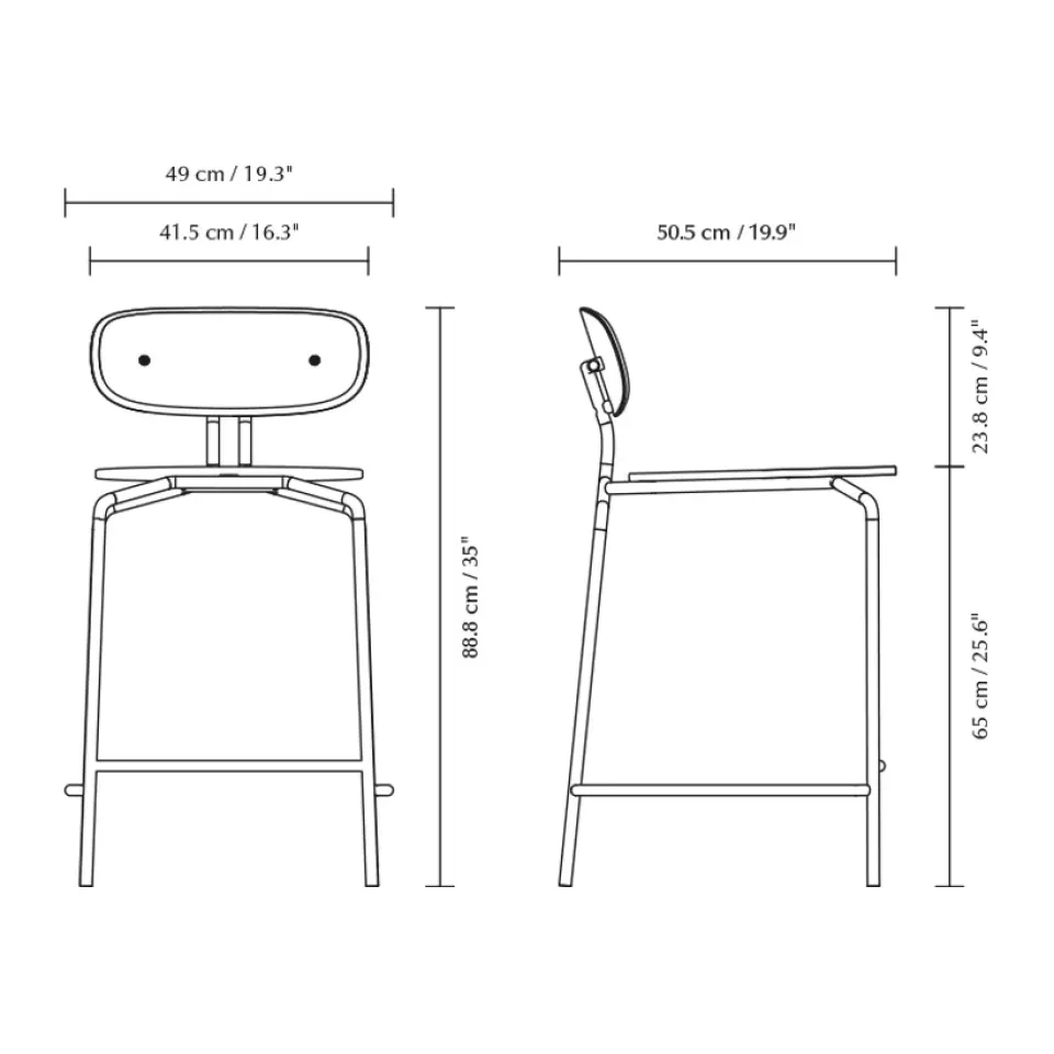 Umage Bar Stools*Curious barstool 65 cm, Oak-black BeigeBlack