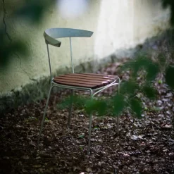 Byarums bruk Seating|Balcony Furniture*Dover chair, Mahogany, raw aluminum stand BrownSilver-coloured