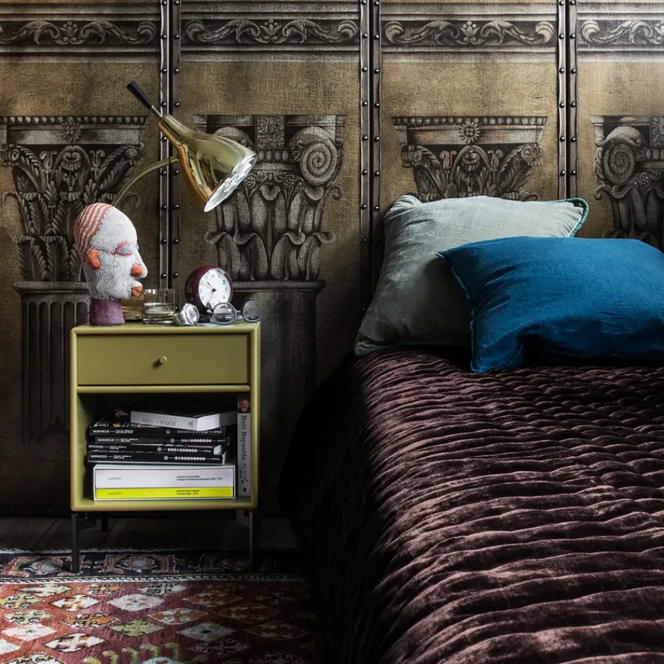 Montana Bedside Tables*Dream bedside table, Camomile 159, chrome legs Yellow