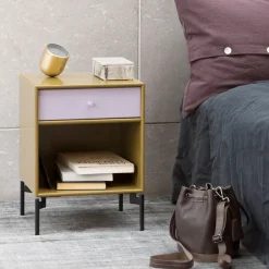 Montana Bedside Tables*Dream bedside table, Rhubarb 151, chrome legs Pink