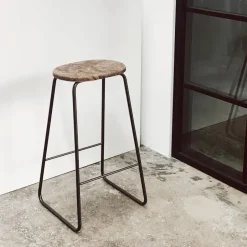 Mater Bar Stools*Earth bar stool, Coffee. h.69. black steel stand Brown