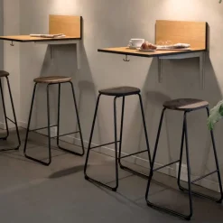 Mater Bar Stools*Earth bar stool, Coffee. h.69. black steel stand Brown