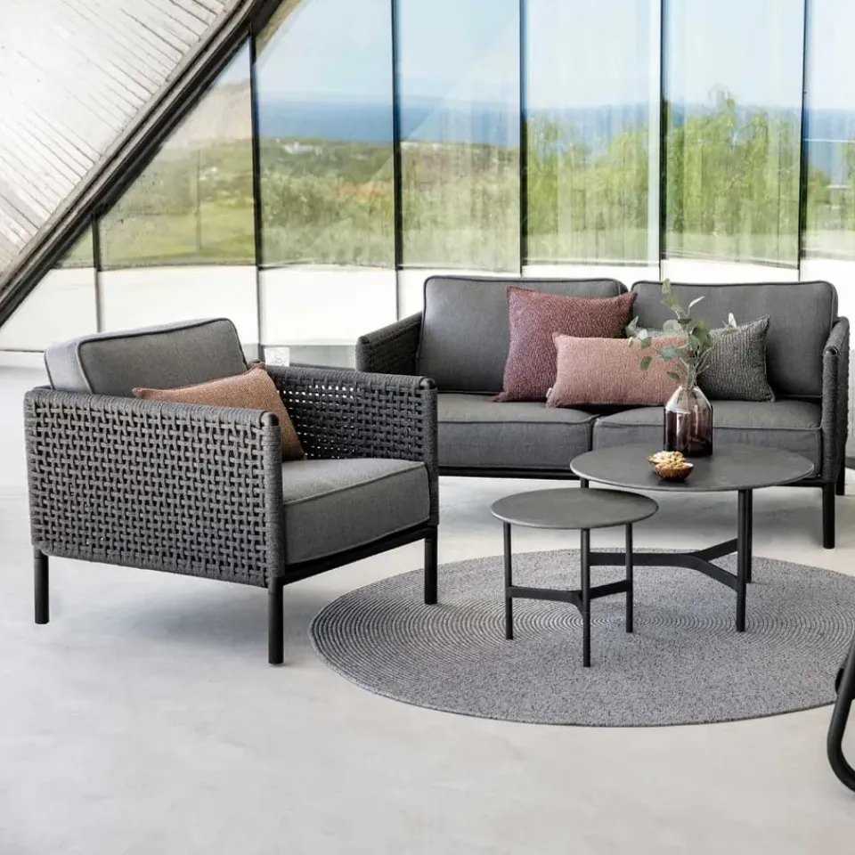 Cane-line Seating|Outdoor Lounge Furniture*Encore lounge armhair, airtouch lava /dark , incl. cushions Grey