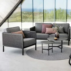 Cane-line Seating|Outdoor Lounge Furniture*Encore lounge armhair, airtouch bordeaux/dark grey, incl. cushions Purple