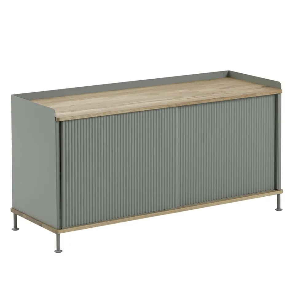 Muuto T.V & Media Units|Dressers & Sideboards*Enfold sideboard low 125x45x63 cm, Oak-Dusty green BrownGreen