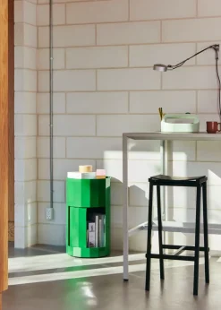 HAY Side Tables*Facet Cabinet high side table feet/wheels 66 cm, Spinach Green