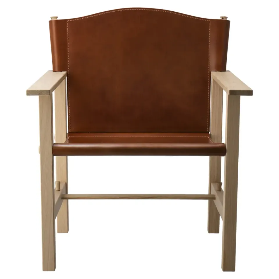 Gärsnäs Armchairs & Footstools*Ferdinand armchair, Oak-untreated-Tärnsjö leather cognac Beige