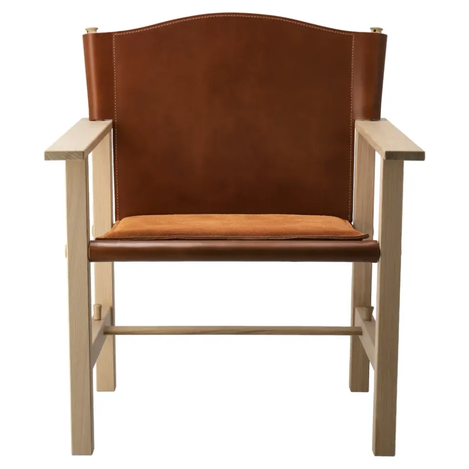 Gärsnäs Armchairs & Footstools*Ferdinand armchair, Oak-untreated-Tärnsjö leather cognac Beige