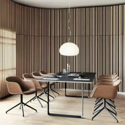Muuto Office Chairs*Fiber armchair office chair swivel base with return, leather-anthracite Black