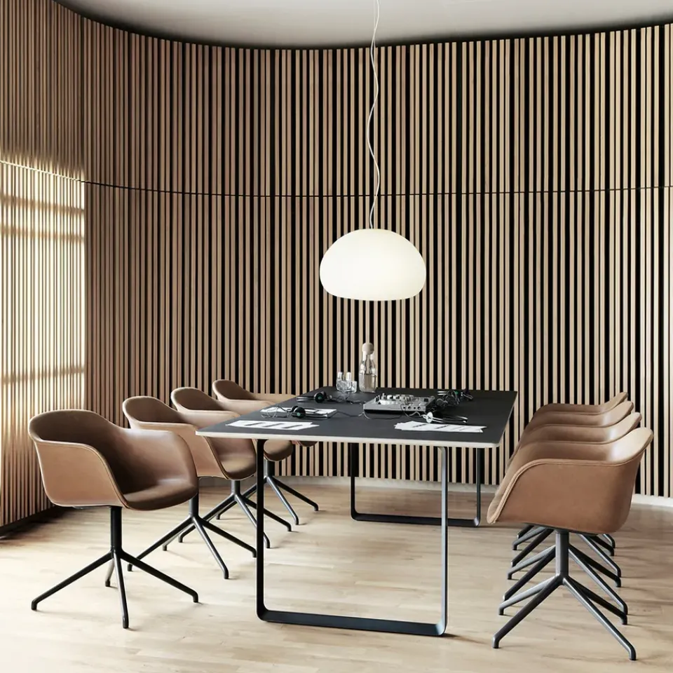 Muuto Office Chairs*Fiber armchair office chair swivel base with return, Cognac leather-anthracite black Brown