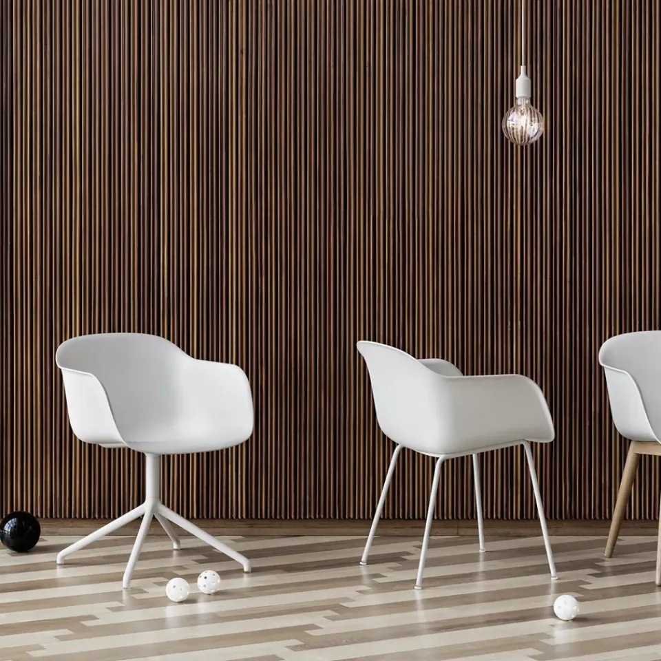 Muuto Office Chairs*Fiber armchair office chair swivel base with return, Dusty , base Green