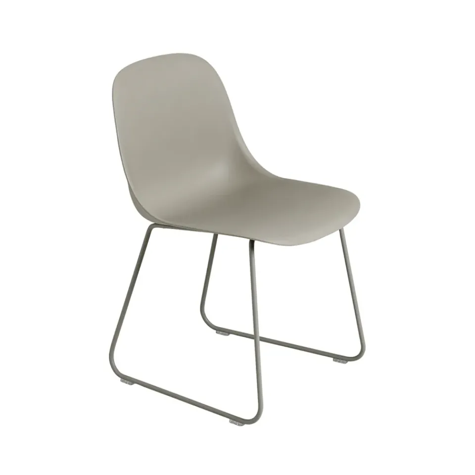 Muuto Chairs*Fiber chair steel sled base plastic seat, - Grey