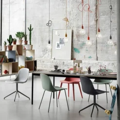 Muuto Chairs*Fiber chair steel sled base plastic seat, - Grey