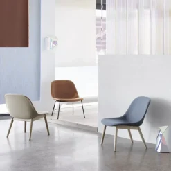 Muuto Armchairs & Footstools*Fiber lounge chair wood base, Fabric hero 211 , brown stained oak legs Beige