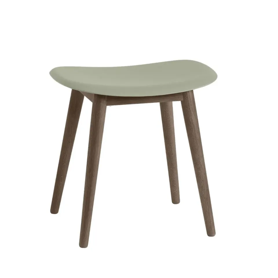 Muuto Stools*Fiber stool, Dusty , dark brown stained legs wooden legs Green