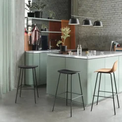 Muuto Bar Stools*Fiber Tube Bar Chair With Back Rest 65 Cm, Ochre-Black (plastic) Yellow