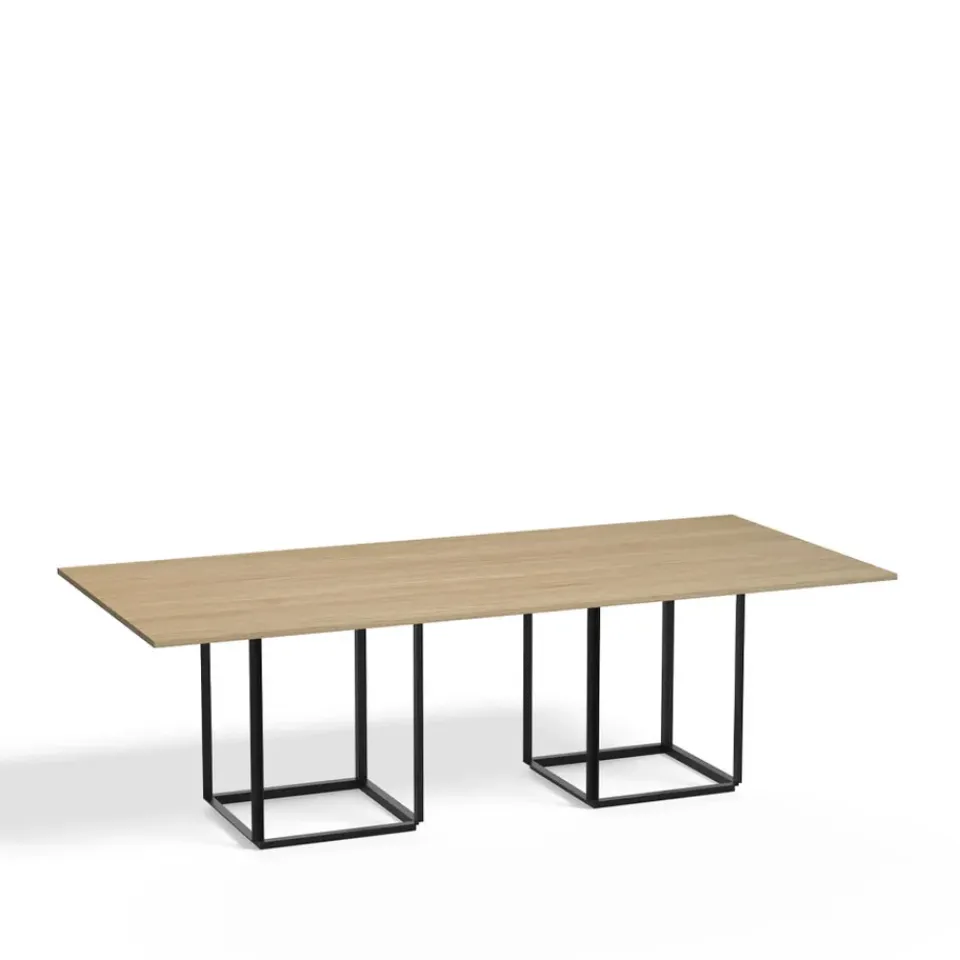 New Works Dining Tables*Florence rectangular dining table, Natural oak. black stand Beige