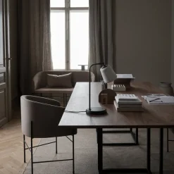 New Works Dining Tables*Florence rectangular dining table, Walnut. black stand Brown