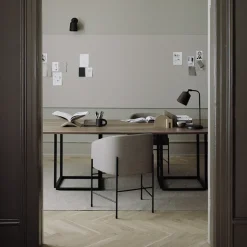 New Works Dining Tables*Florence rectangular dining table, Smoked oak. black stand Beige