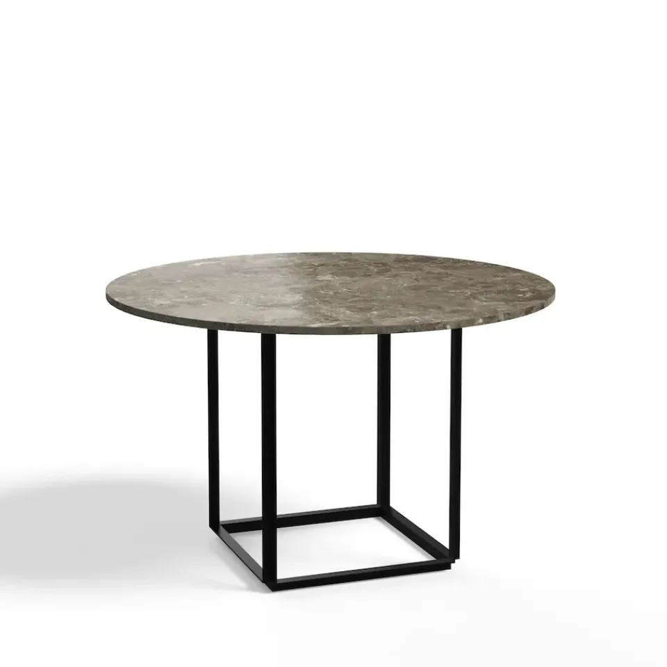New Works Dining Tables*Florence round dining table, Gris du marais marble. ø120 cm. black stand Grey