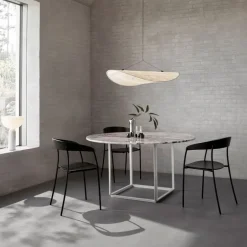 New Works Dining Tables*Florence round dining table, Gris du marais marble. ø120 cm. black stand Grey