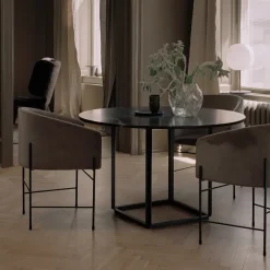 New Works Dining Tables*Florence round dining table, Smoked oak. ø120 cm. black stand Beige