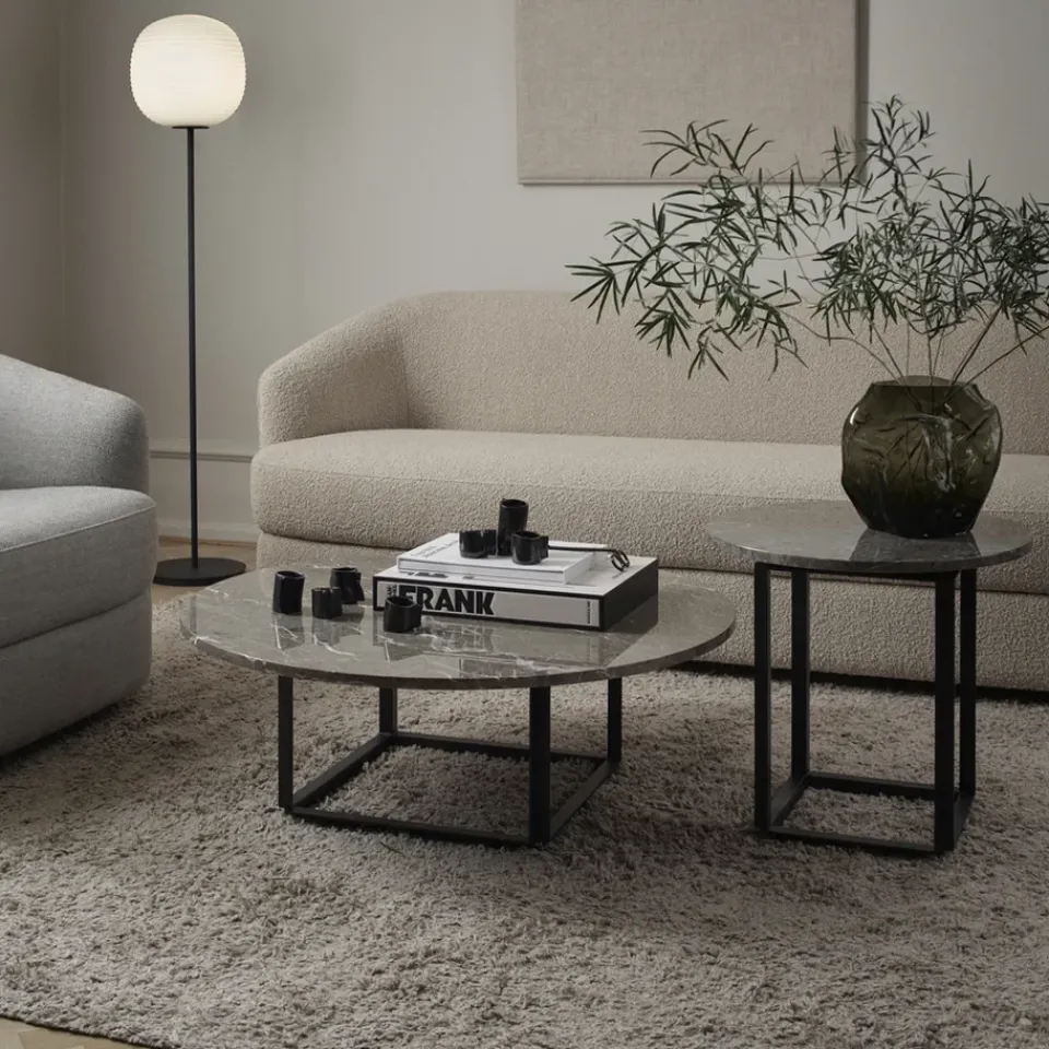 New Works Side Tables*Florence side table, Gris du marais marble. ø50 cm. black stand Grey