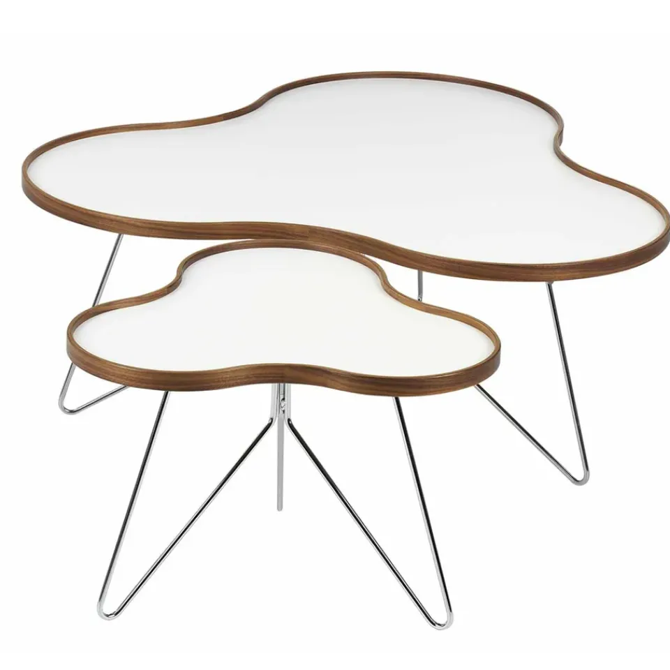 Swedese Coffee Tables*Flower table 107x114 cm, , 45cm, walnut edge, chrome stand Black