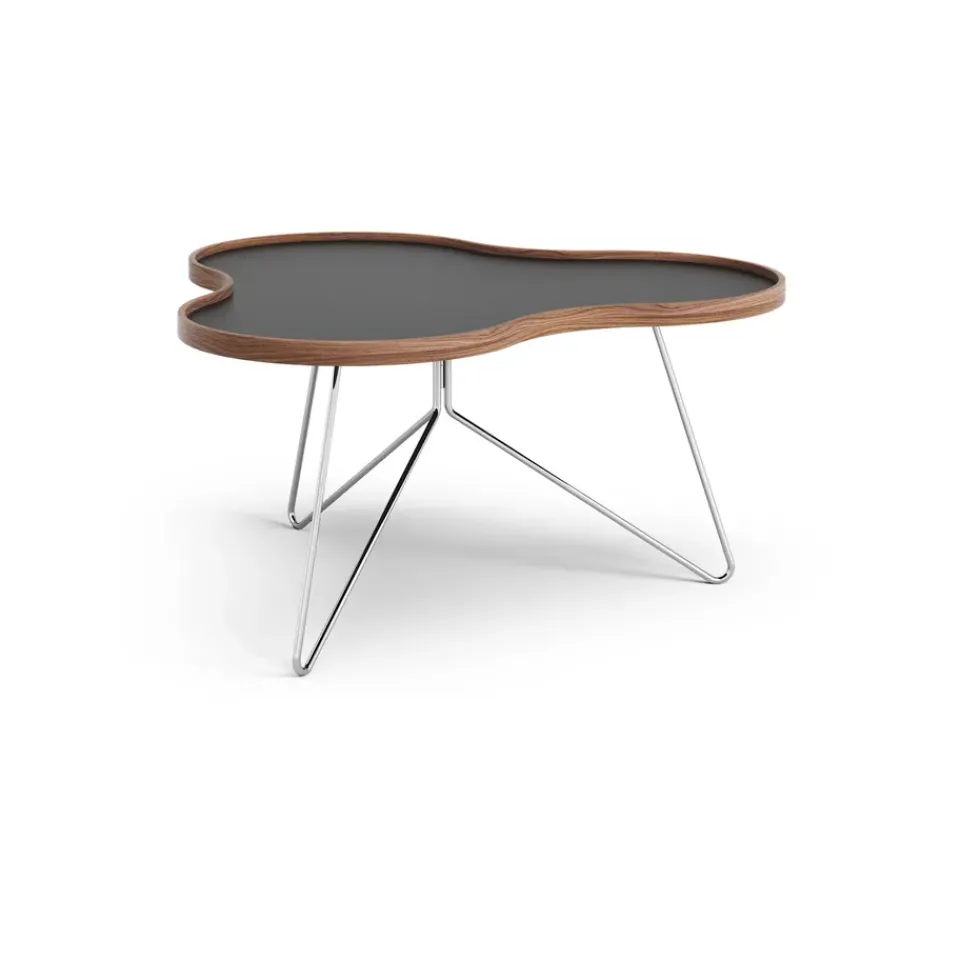 Swedese Coffee Tables*Flower table 84x90 cm, , 45cm, walnut edge, chrome base Black