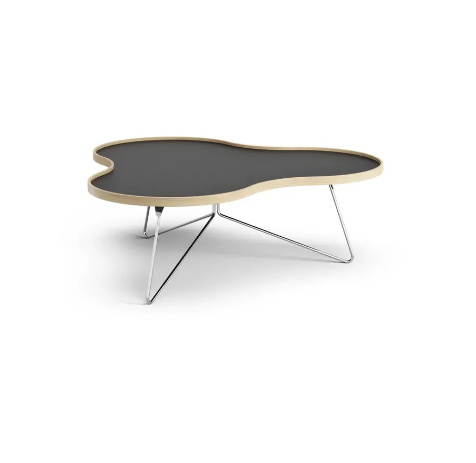 Swedese Coffee Tables*Flower table 107x114 cm, , 39cm, oak side, chrome stand Black