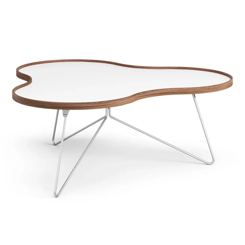 Swedese Coffee Tables*Flower table 107x114 cm, H45cm--walnut edge-chrome White