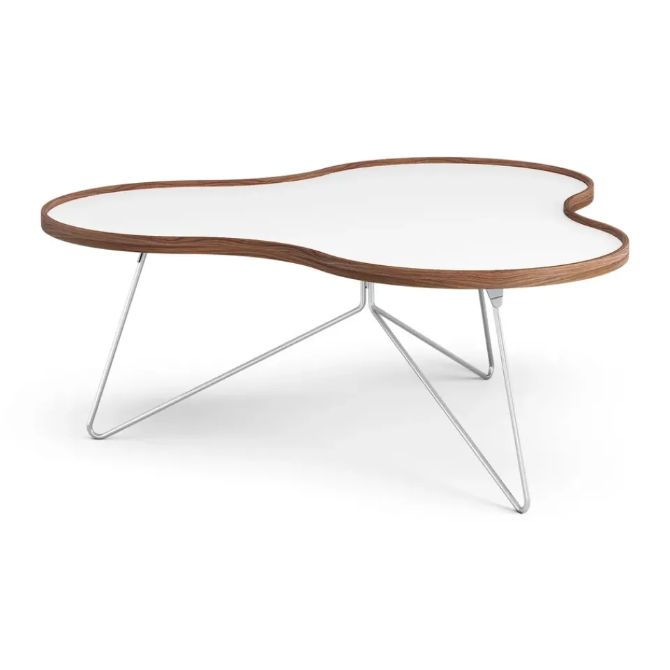 Swedese Coffee Tables*Flower table 107x114 cm, H45cm--walnut edge-chrome White